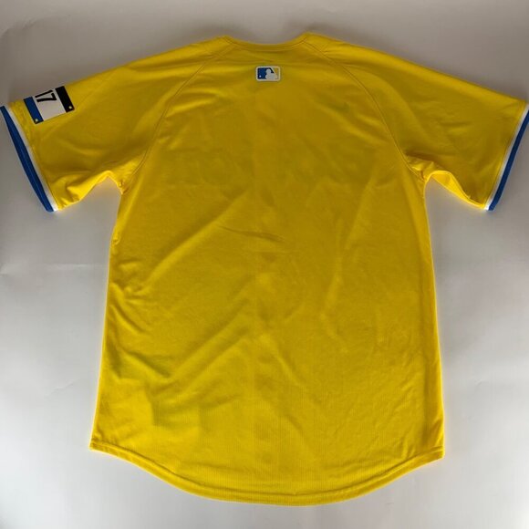 Boston Red Sox MLB Yellow Blue Nike City Connect Jersey Mens Medium New - Picture 6 of 9